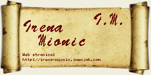 Irena Mionić vizit kartica